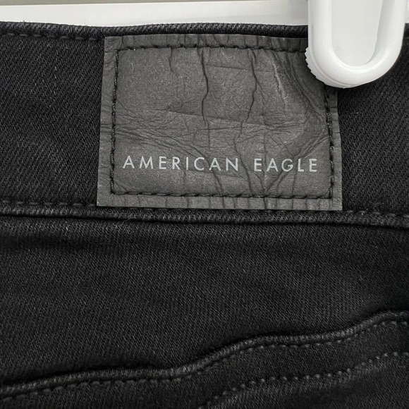 American Eagle Women's Next Level Stretch Distressed Black Skinny Jeans Size 8 - Picture 8 of 11